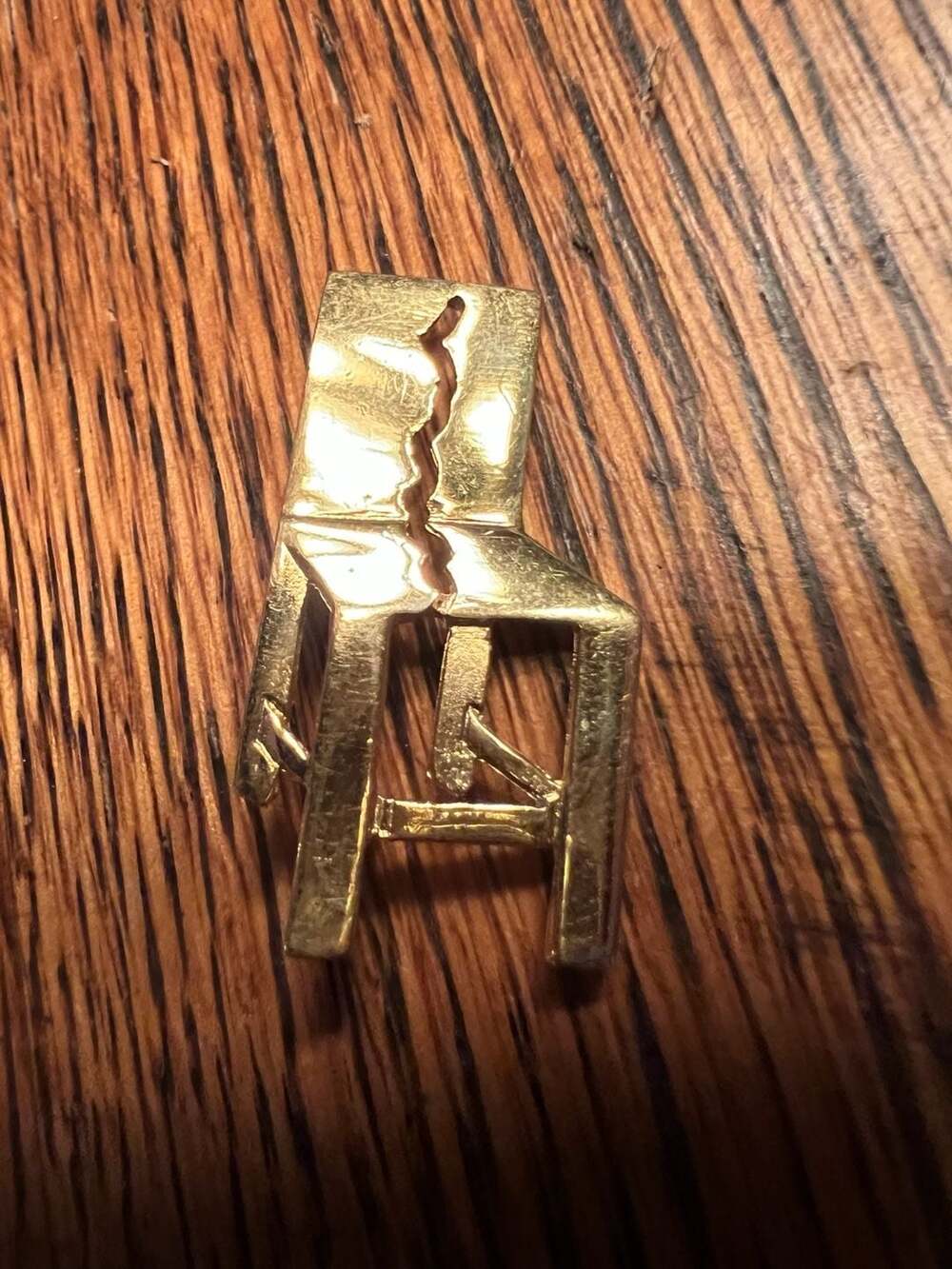 AIC Vintage Gold Tone Broken Chair Figural Brooch Pin